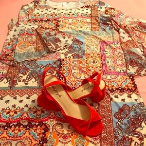 NWOT BOHO DRESS Plus Size 2X Paisley Bell Sleeve